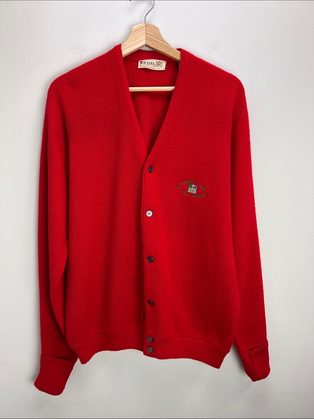 Vintage Izod Of London Country Club Of New Seabury Cardigan Sweater Red Large